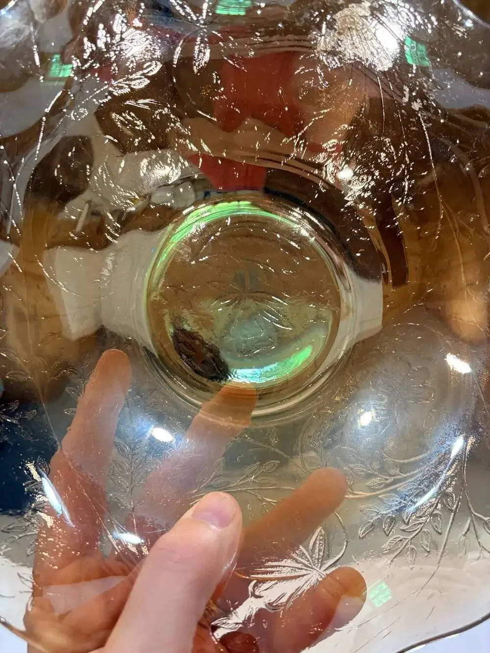 Vintage Jeannette Glass Iris and Herringbone Marigold Iridescent Ruffled Bowl
